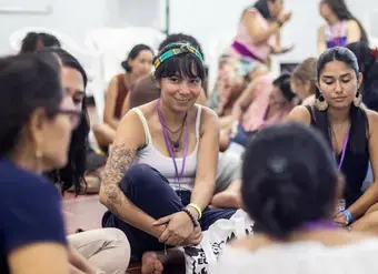 Grecia Tardío at the First Ecofeminist Camp, Colombia, January 2025. Photo: Diana Rey Melo. 