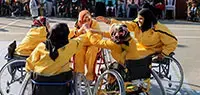Palestinian girls participating in a wheelchair basketball championship in Gaza in December 2015. Photo: Samar Abu Al-ouf.
